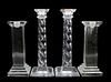 Two Pairs of Glass Candlesticks