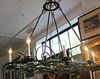 Antique French Sage Green Iron 8-Light Chandelier
