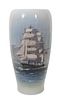 Royal Copenhagen Porcelain Vase w Ship Image