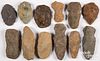 Twelve ancient stone tools