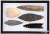 Five Native American Indian stone points