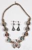 Zuni Indian silver necklace and matching earrings