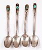 Four Navajo Indian demi-tasse silver spoons