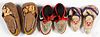 Three pairs of Native American Indian moccasins