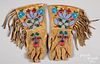 Santee Sioux Indian beadwork hide gauntlet gloves