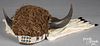 Plains Indian buffalo hair and horn headdress