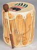 Hand-crafted Cochiti Pueblo Indian hide drum