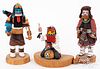 Three Hopi Indian kachina doll figures