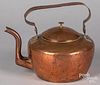 Copper swing handle tea kettle, 19th c.