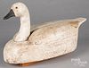 Carved and painted balsa wood snow goose decoy