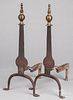 Pair of Federal knife blade andirons, late 18th c.