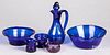 Group of American cobalt blue glass