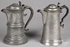 Two pewter flagons, 19th c.