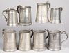 English pewter tankards and mugs, 18th/19th c.