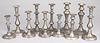 Collection of pewter candlesticks, 19th c.
