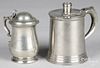 Pewter fusion pot and small tankard