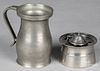 Boardman pewter inkwell, 19th c., and a measure