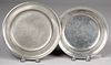 Two pewter plates, 18th c.