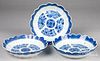 Three Chinese export porcelain blue Fitzhugh bowls