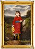 Large oil on canvas portrait of a young girl