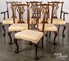 Six Chippendale style mahogany dining chairs