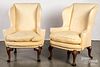 Pair of George II style wing chairs.