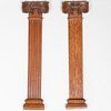 Pair of Carved Oak Corinthian Pilasters