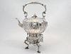VICTORIAN SILVER PLATED TILTING HOT WATER KETTLE AND STAND