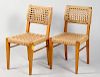 SET OF SIX BEECHWOOD AND ROPE DINING CHAIRS