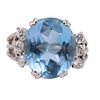 6.80ctw Aquamarine & Diamonds Art Deco Platinum Ring