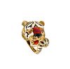 Frascarolo Enameled Tiger Cocktail Ring in 18K Gold With Rubies