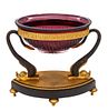 French Empire 1860 Ormolu bronze display compote with Baccarat purple cut crystal