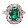 Emerald, Diamonds & Platinum Ring