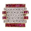 Art Deco 18k Gold Ring with Rubies & Diamonds