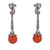 Coral and Diamonds 18k Gold Earrings