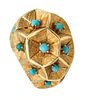 Mid-Century Bombe Cocktail Ring In 18K Gold With Turquoises