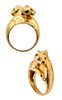 Cartier Paris Rare Double Pantheres Ring In 18K Gold