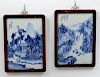 PAIR OF BLUE AND WHITE PORCELAIN PLAQUES
