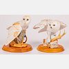 A Group of Two Franklin Mint Porcelain Owls