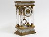 GOOD CRYSTAL AND BRONZE PORTICO CLOCK