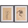 Albert Bruce Critcher Jr. Two Framed Drawings, 20th Century