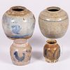 Four Antique Chinese Stoneware Storage Jars