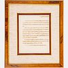 Louis XVIII Framed Letter, 1809