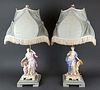Pair of 19th C. Meissen Figural Lamps
