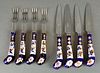 Sheffield Stainless Steel and Porcelain Set of Forks &