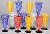 Twelve swirl glass cups