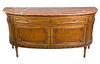 A Louis XVI Style Fruitwood Commode Height 34 x width 68 1/2 x depth 21 inches.
