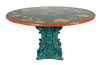 An Italian Simulated Pietra Dura Top Table Height 29 1/2 x diameter 59 1/2 inches.