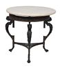 A Neo-Classical Bronze and Marble Top Table Height 23 1/4 x diameter 24 inches.