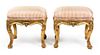 A Pair of Louis XV Style Giltwood Tabourets Height 21 1/4 inches.